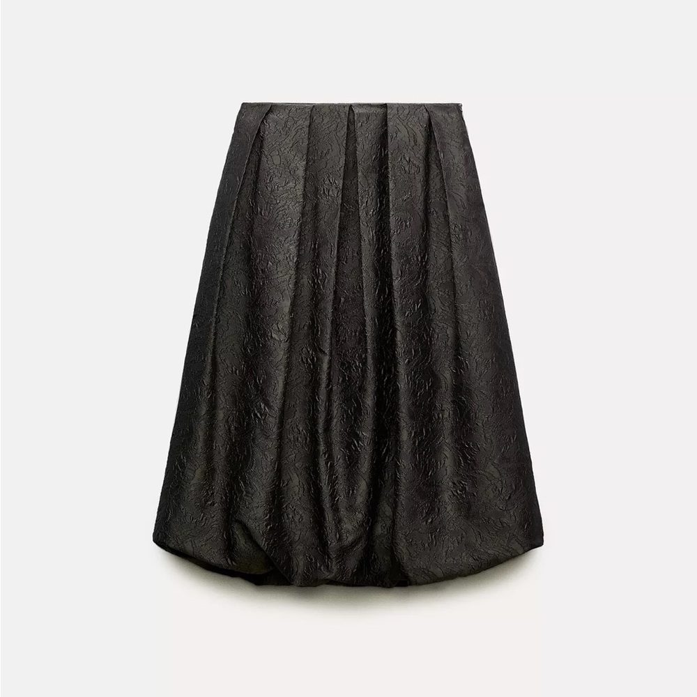 Elegant Dark Green Bubble Textured Skirt